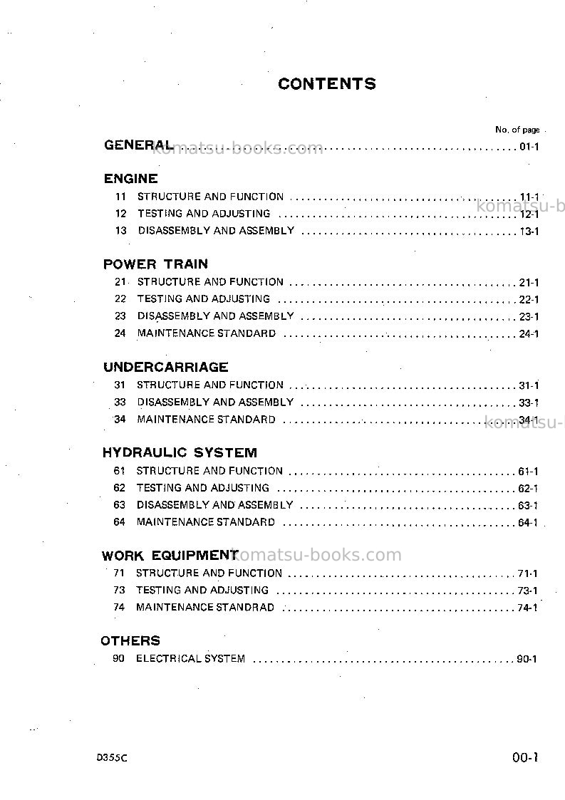 Komatsu d355c-3jpn Repair & maintenance cover Page 2