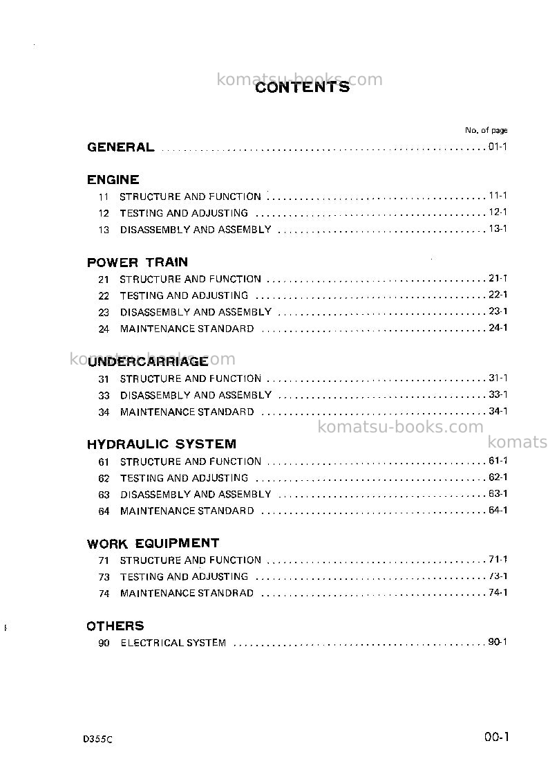 Komatsu d355c-3jpn Repair & maintenance cover Page 2 Komatsu d355c-3jpn Repair & maintenance cover Page 2