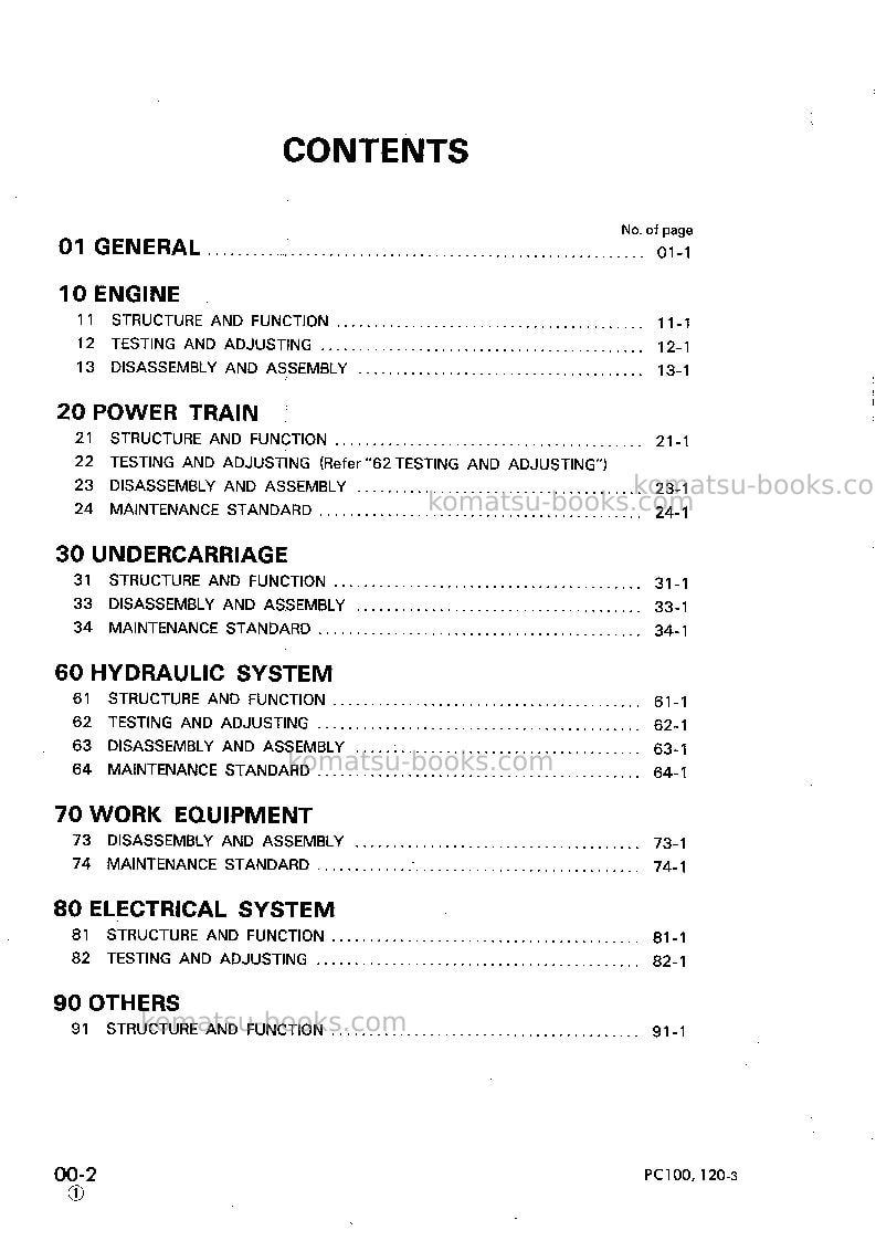 Komatsu pc100-3jpn Repair & maintenance cover Page 2 Komatsu pc100-3jpn Repair & maintenance cover Page 2
