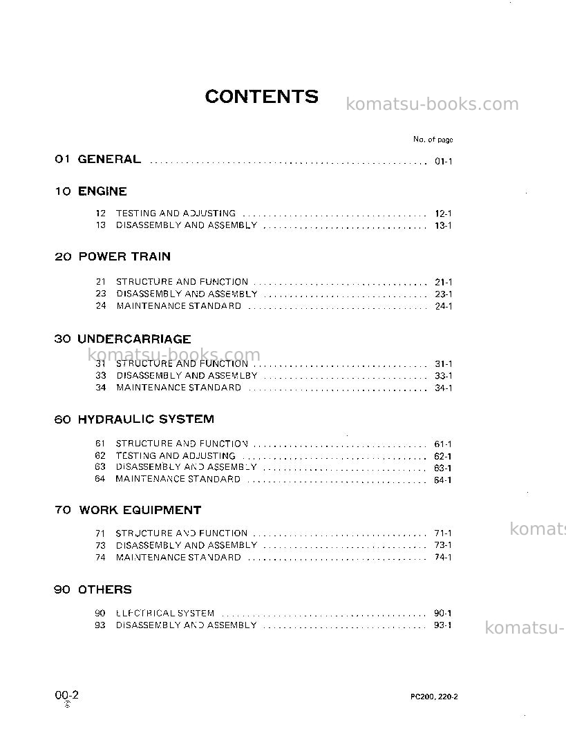 Komatsu pc220lc-2jpn Repair & maintenance cover Page 2 Komatsu pc220lc-2jpn Repair & maintenance cover Page 2