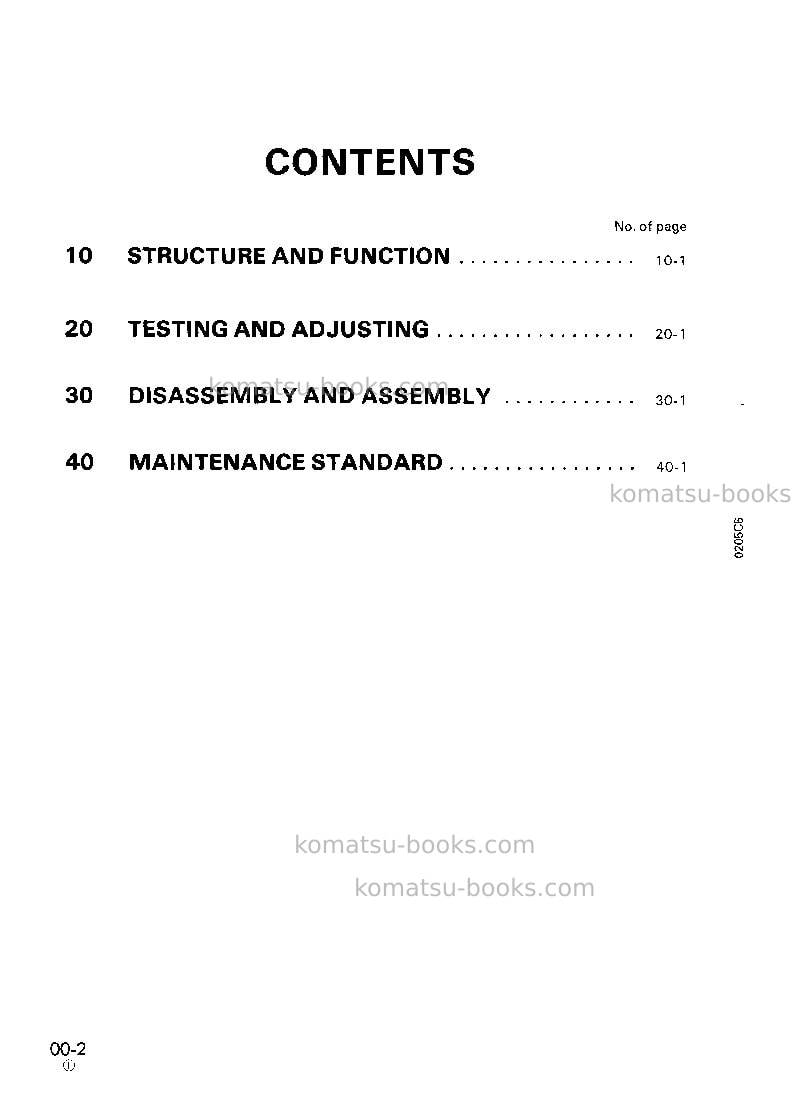 Komatsu pc220-5jpn-custom Repair & maintenance cover Page 2