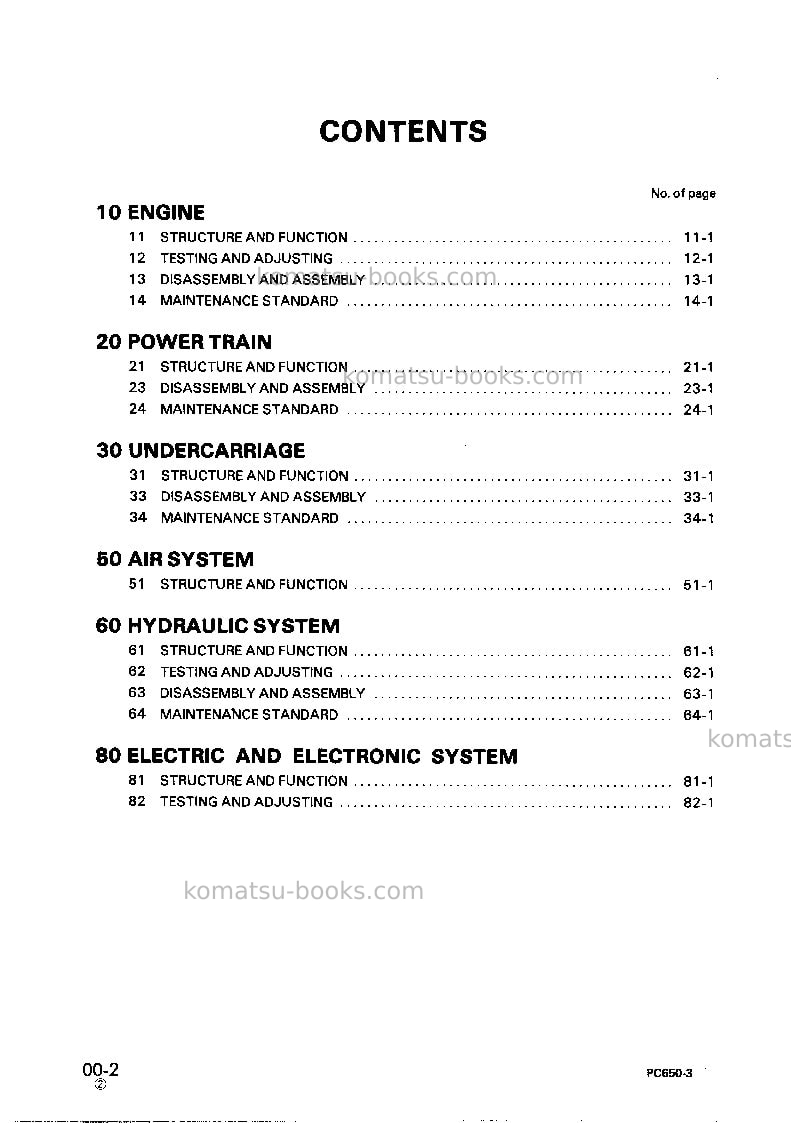 Komatsu pc650lc-3jpn Repair & maintenance cover Page 2 Komatsu pc650lc-3jpn Repair & maintenance cover Page 2