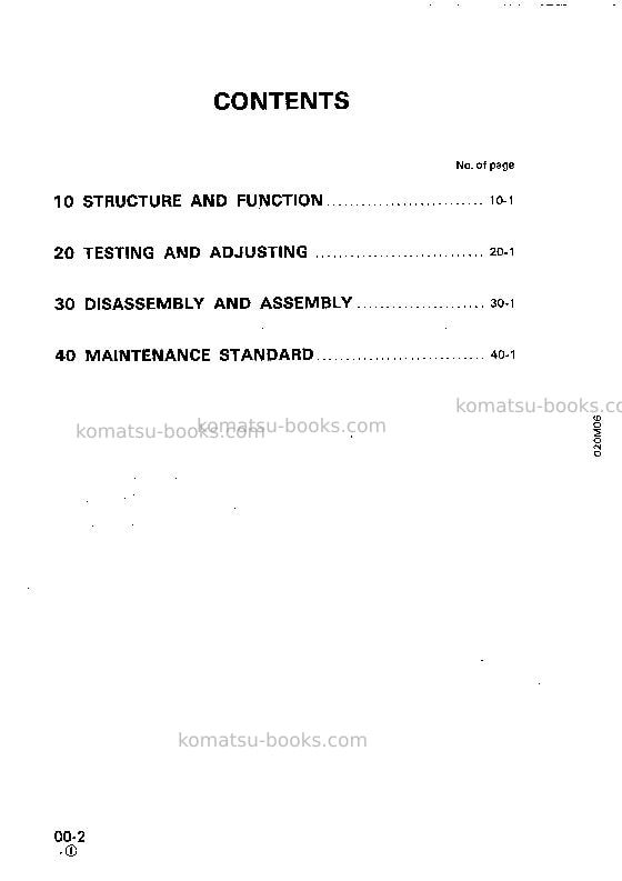 Komatsu pc07-1jpn Repair & maintenance cover Page 2