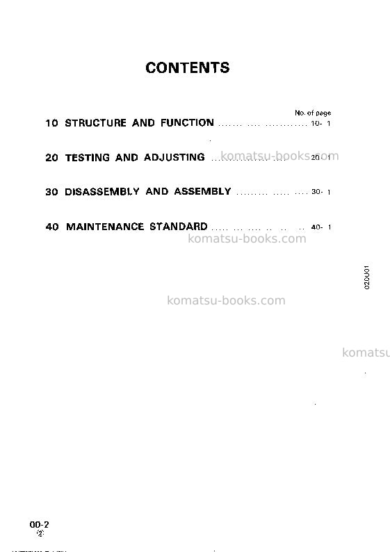Komatsu pc50uu-1jpn Repair & maintenance cover Page 2 Komatsu pc50uu-1jpn Repair & maintenance cover Page 2