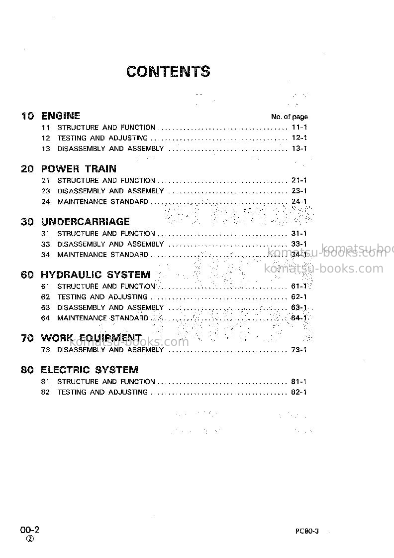 Komatsu pc80lc-3jpn Repair & maintenance cover Page 2 Komatsu pc80lc-3jpn Repair & maintenance cover Page 2