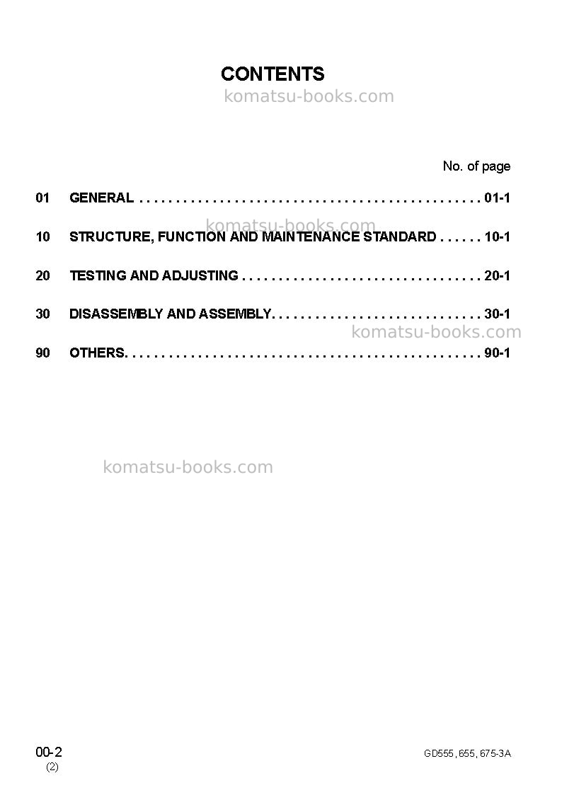 Komatsu gd655-3jpn-a Repair & maintenance cover Page 2