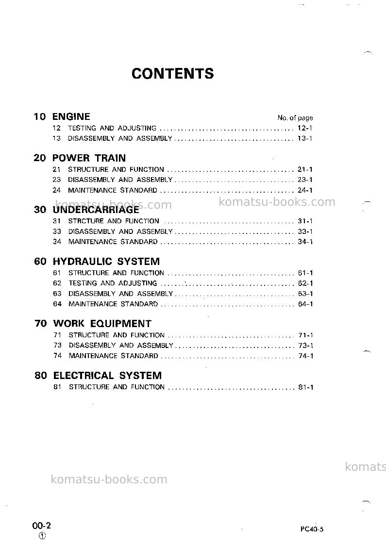 Komatsu pc40-5jpn Repair & maintenance cover Page 2 Komatsu pc40-5jpn Repair & maintenance cover Page 2