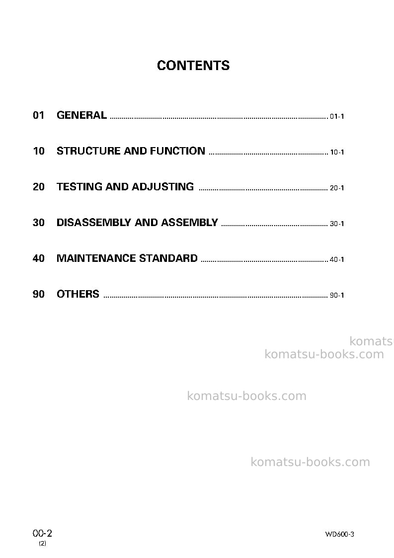 Komatsu wd600-3jpn Repair & maintenance cover Page 2 Komatsu wd600-3jpn Repair & maintenance cover Page 2