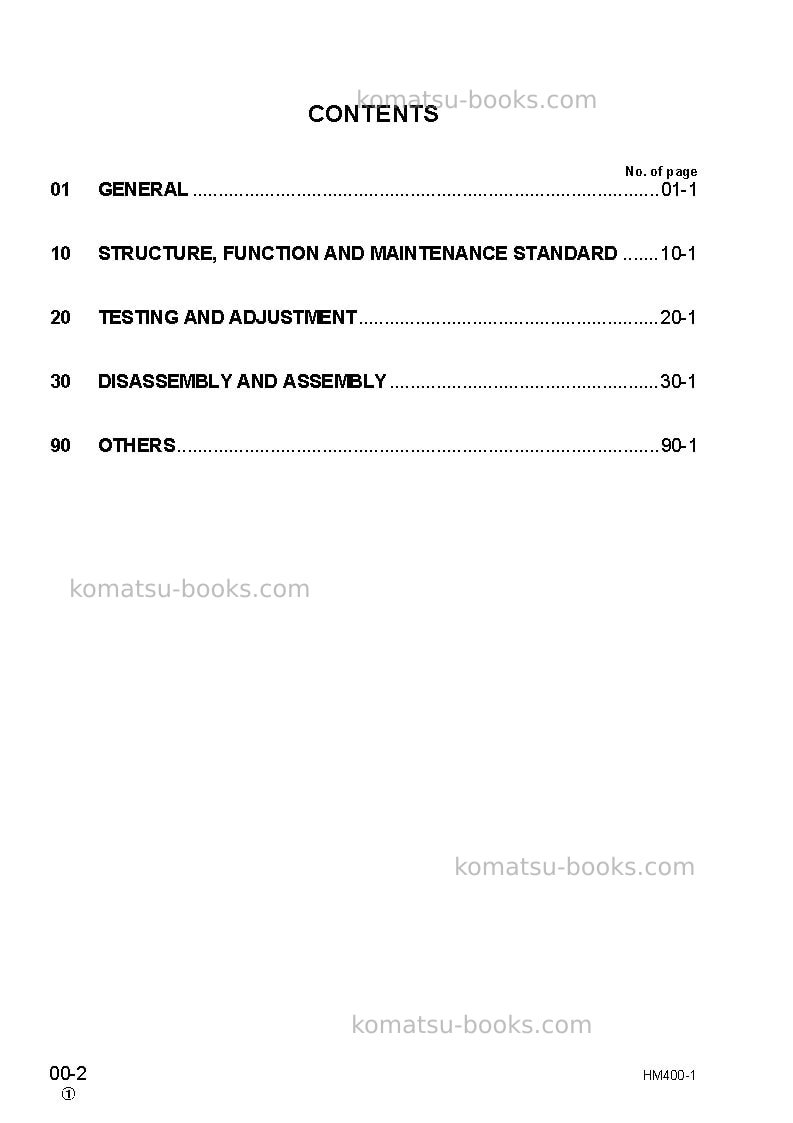 Komatsu hm400-1jpn Repair & maintenance cover Page 2 Komatsu hm400-1jpn Repair & maintenance cover Page 2