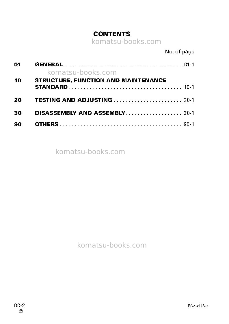 Komatsu pc228uslc-3jpn Repair & maintenance cover Page 2 Komatsu pc228uslc-3jpn Repair & maintenance cover Page 2