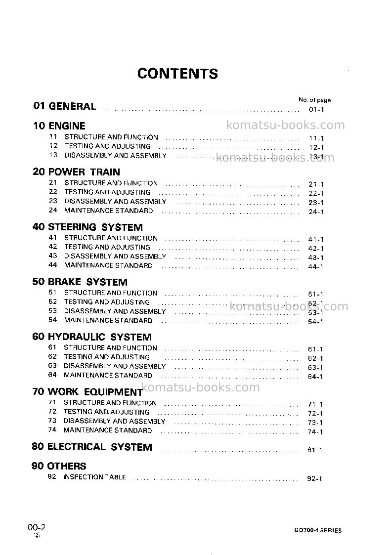 Komatsu gd705a-4jpn Repair & maintenance cover Page 2