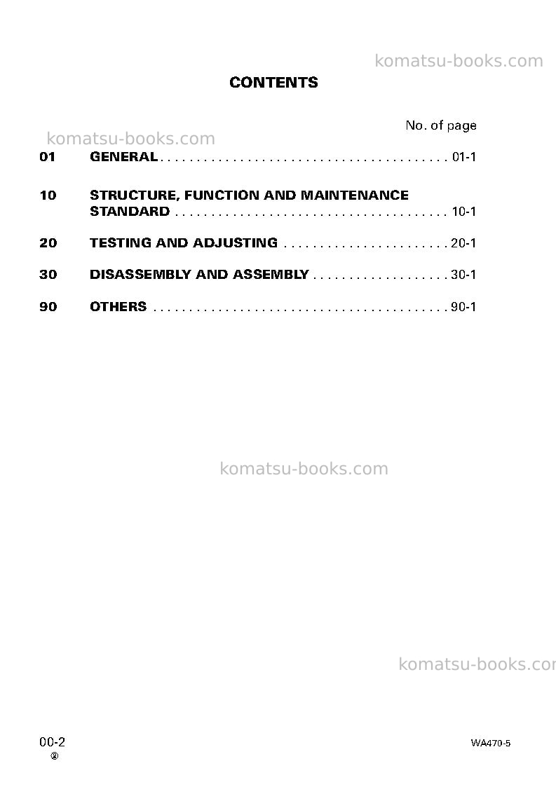 Komatsu wa470-5jpn Repair & maintenance cover Page 2
