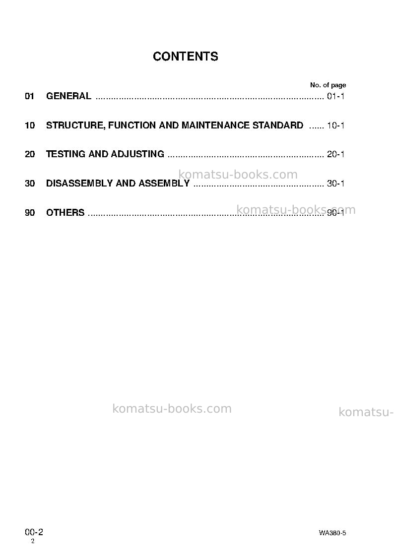 Komatsu wa380-5jpn Repair & maintenance cover Page 2