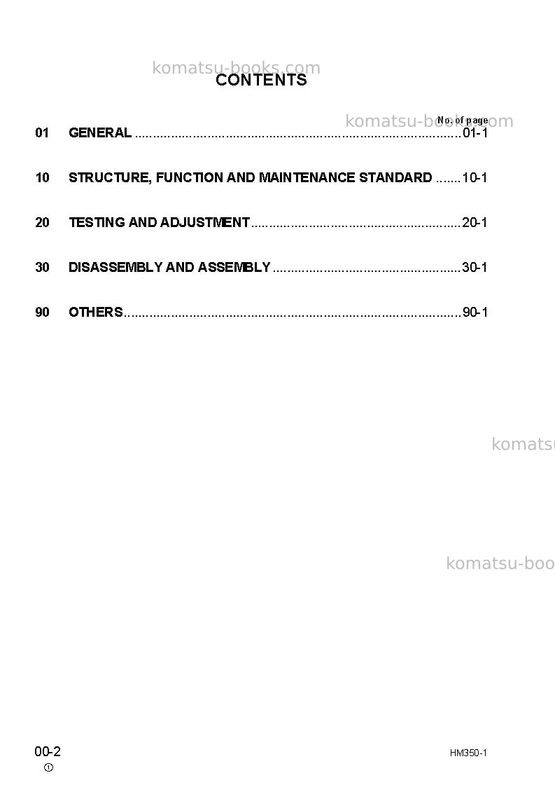 Komatsu hm350-1jpn Repair & maintenance cover Page 2 Komatsu hm350-1jpn Repair & maintenance cover Page 2