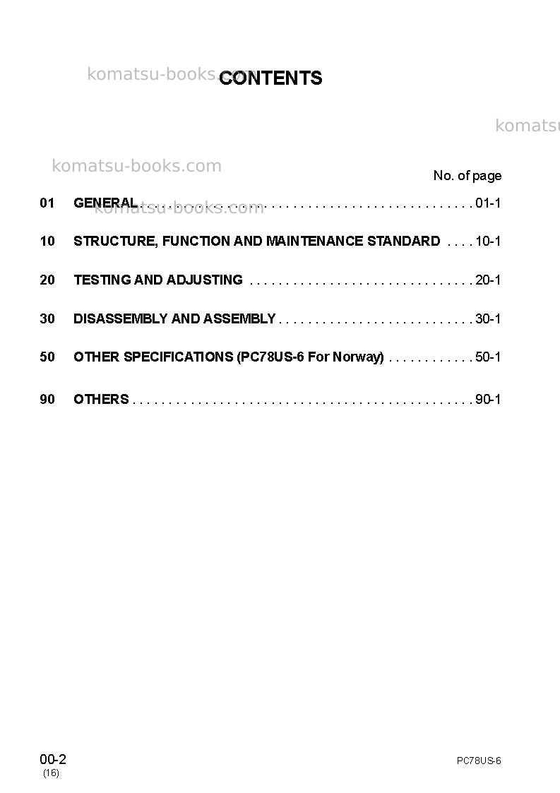 Komatsu pc78uu-6jpn Repair & maintenance cover Page 2 Komatsu pc78uu-6jpn Repair & maintenance cover Page 2