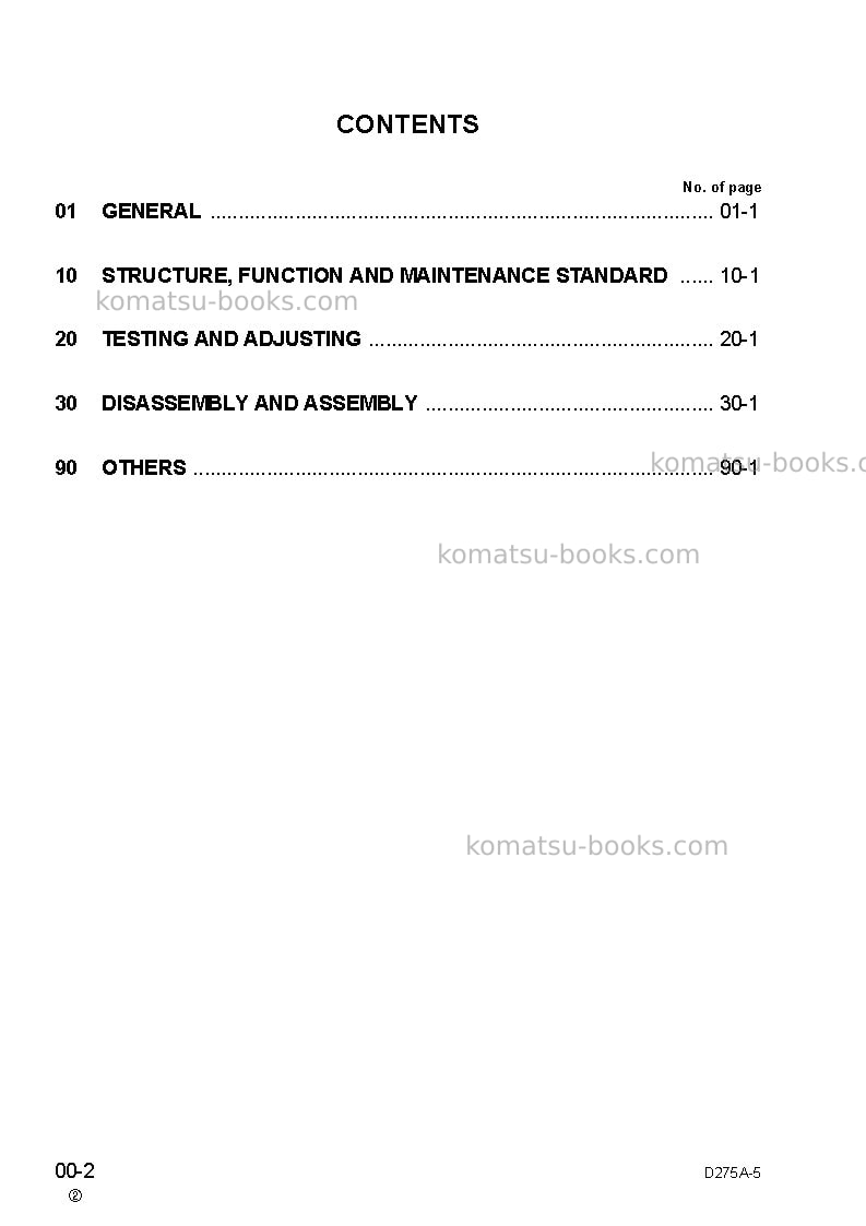 Komatsu d275a-5jpn Repair & maintenance cover Page 2 Komatsu d275a-5jpn Repair & maintenance cover Page 2