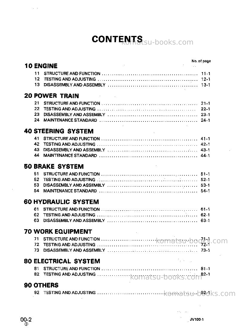 Komatsu jv100wa-1jpn Repair & maintenance cover Page 2 Komatsu jv100wa-1jpn Repair & maintenance cover Page 2