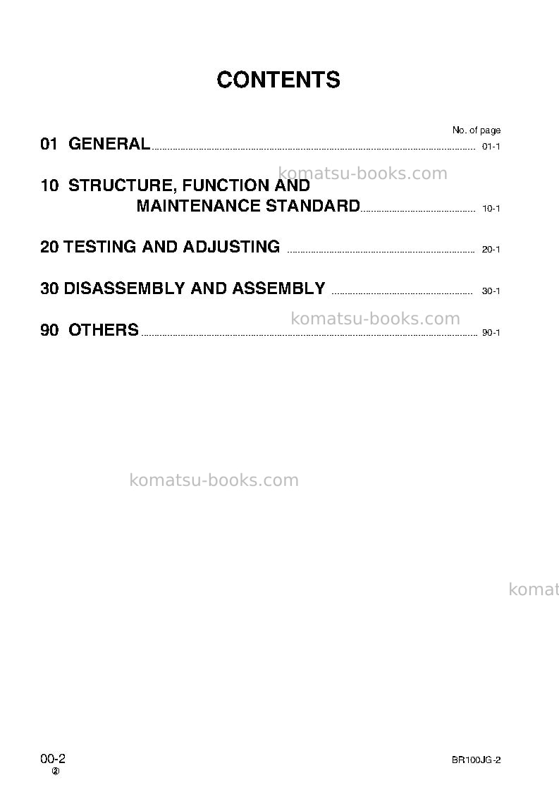 Komatsu br100jg-2jpn Repair & maintenance cover Page 2