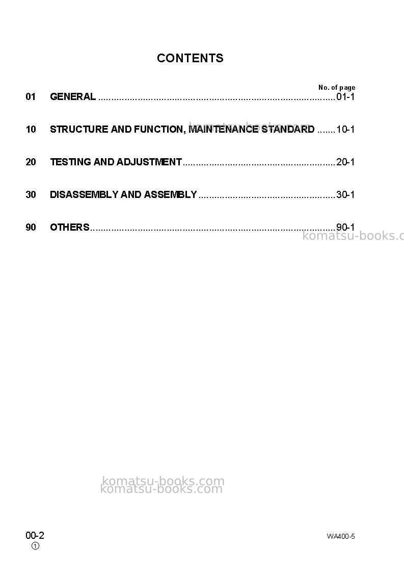 Komatsu wa400-5jpn Repair & maintenance cover Page 2