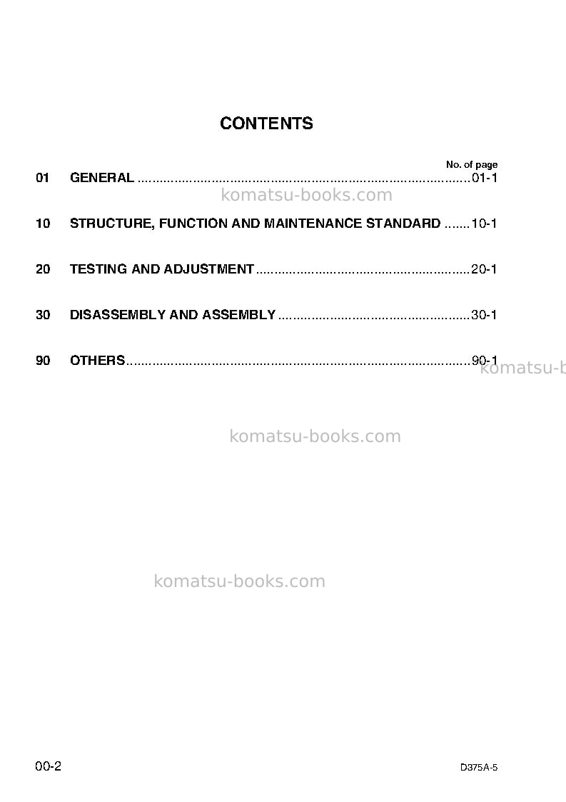 Komatsu d375a-5jpn-radio control Repair & maintenance cover Page 2
