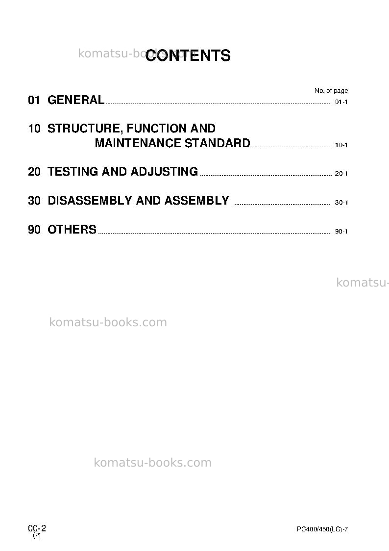 Komatsu pc450lc-7jpn Repair & maintenance cover Page 2 Komatsu pc450lc-7jpn Repair & maintenance cover Page 2