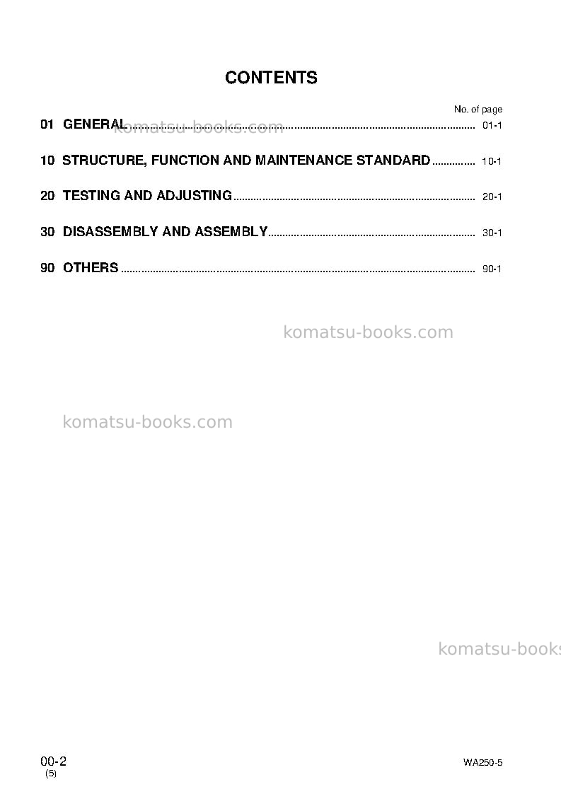 Komatsu wa250-5jpn Repair & maintenance cover Page 2 Komatsu wa250-5jpn Repair & maintenance cover Page 2