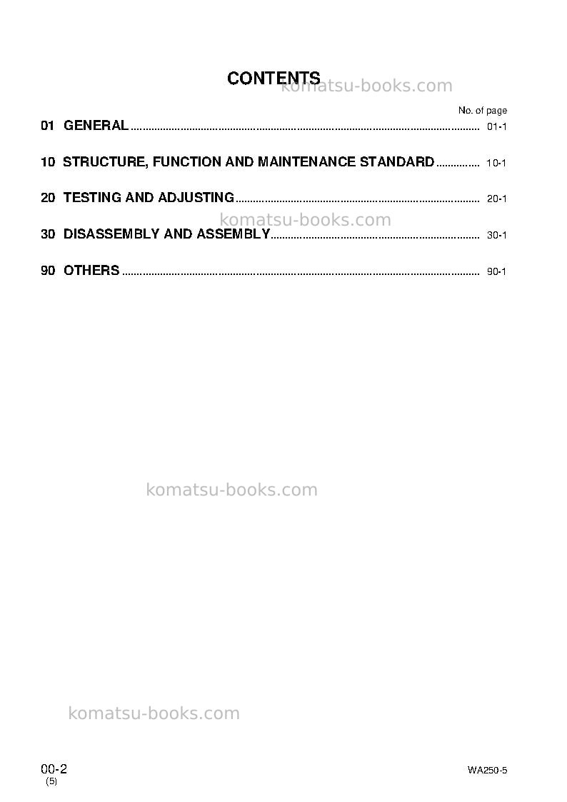 Komatsu wa250ptl-5jpn Repair & maintenance cover Page 2