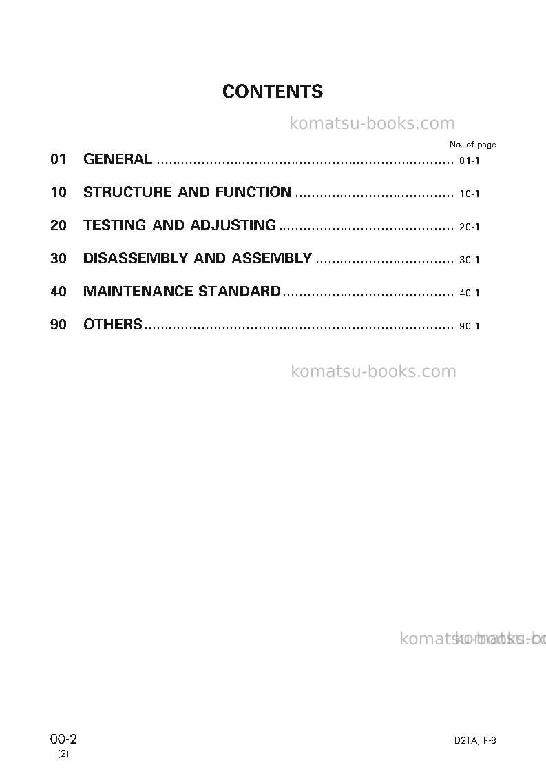 Komatsu d21a-8jpn-trimming dozer, for china Repair & maintenance cover Page 2