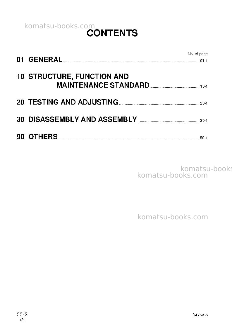 Komatsu d475a-5jpn Repair & maintenance cover Page 2