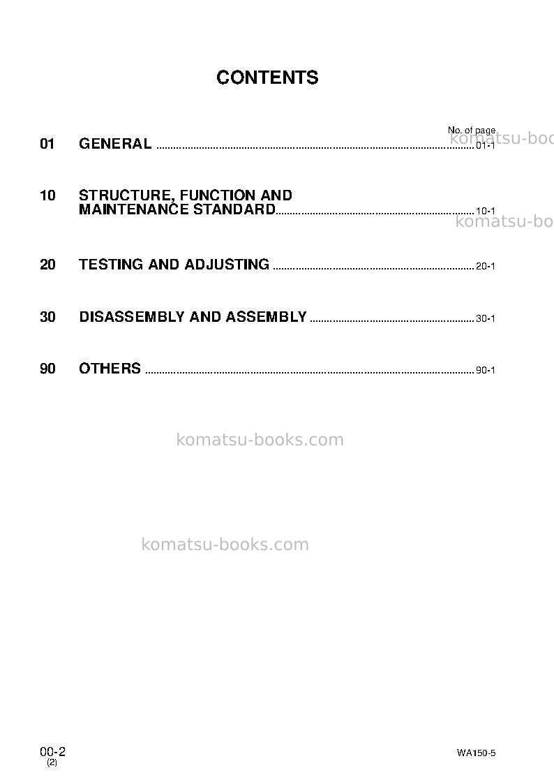 Komatsu wa150l-5jpn Repair & maintenance cover Page 2