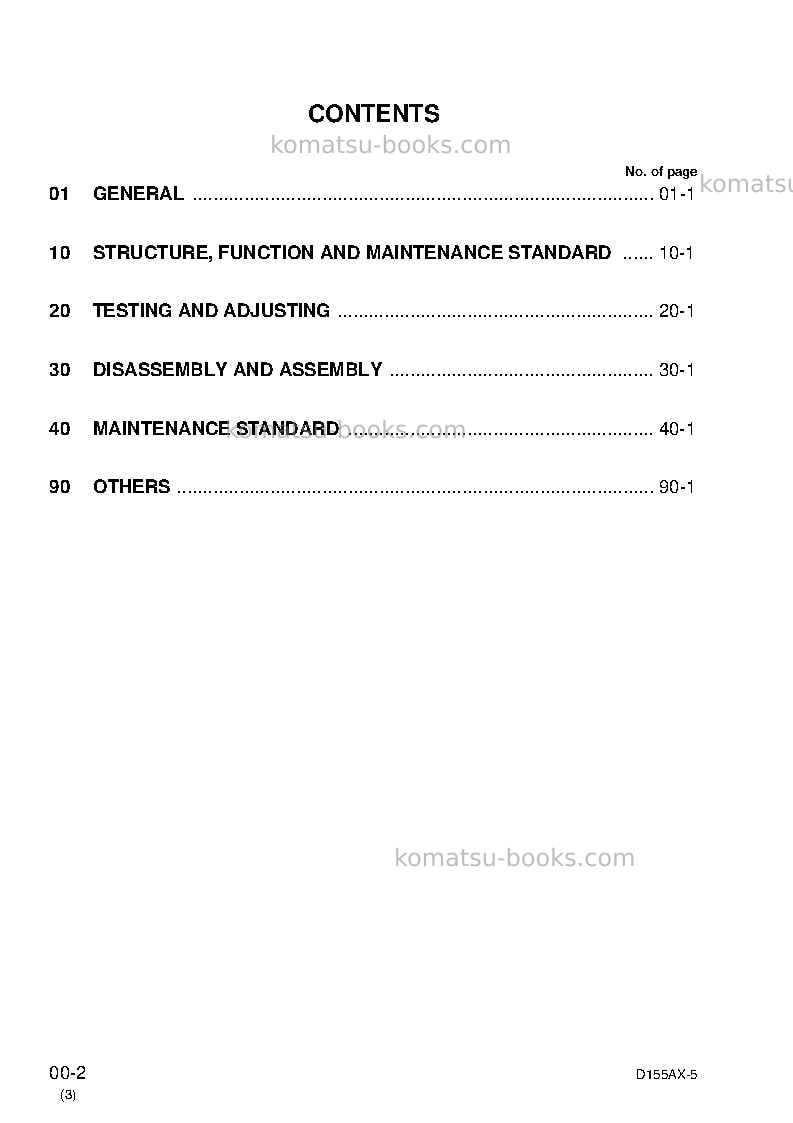 Komatsu d155ax-5jpn Repair & maintenance cover Page 2