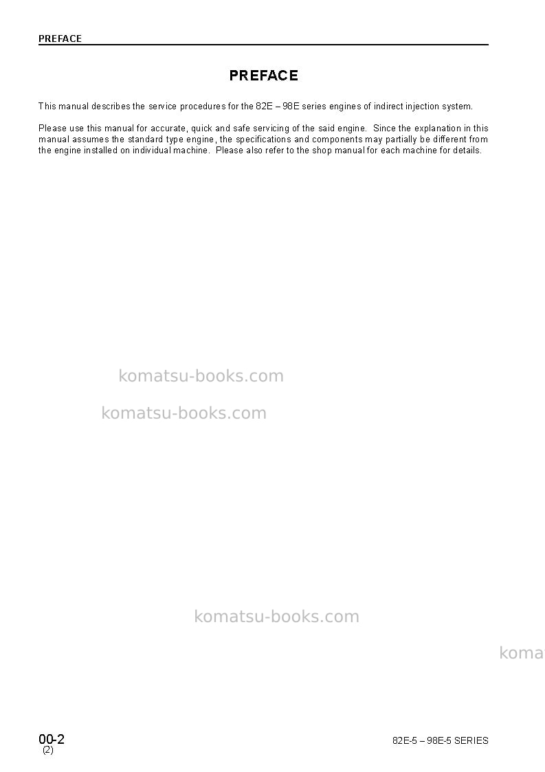 Komatsu 3d82ae-5jpn Repair & maintenance cover Page 2