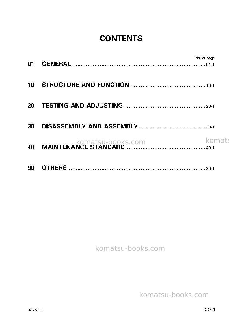 Komatsu d375a-5jpn--50c degree Repair & maintenance cover Page 2