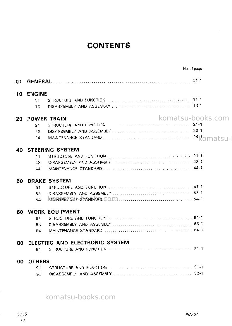 Komatsu wa40-1jpn Repair & maintenance cover Page 2