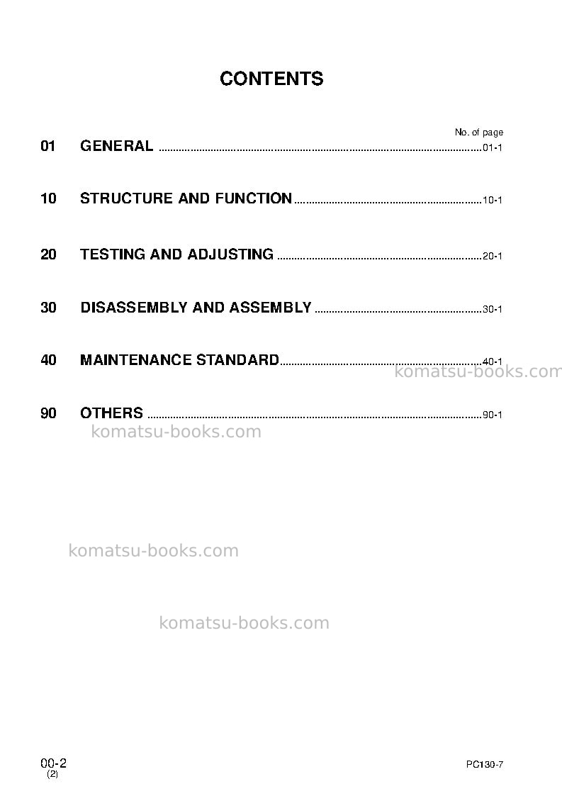 Komatsu pc130-7gbr-k Repair & maintenance cover Page 2 Komatsu pc130-7gbr-k Repair & maintenance cover Page 2