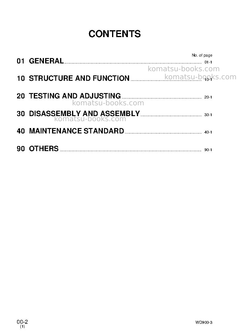 Komatsu wd900-3jpn Repair & maintenance cover Page 2