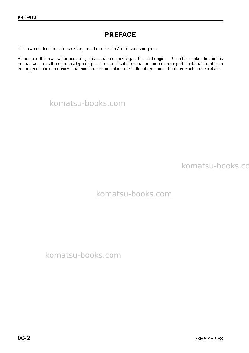 Komatsu 3d76e-5jpn-n-ba Repair & maintenance cover Page 2 Komatsu 3d76e-5jpn-n-ba Repair & maintenance cover Page 2