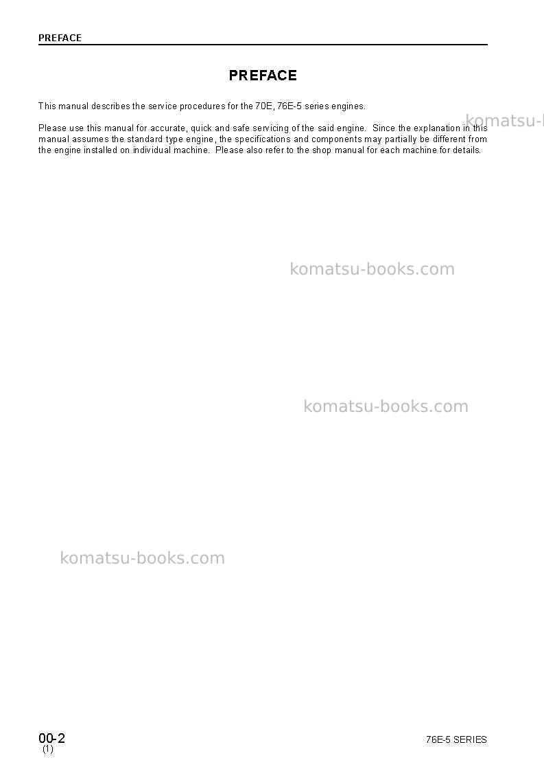 Komatsu 2d70e-5jpn Repair & maintenance cover Page 2