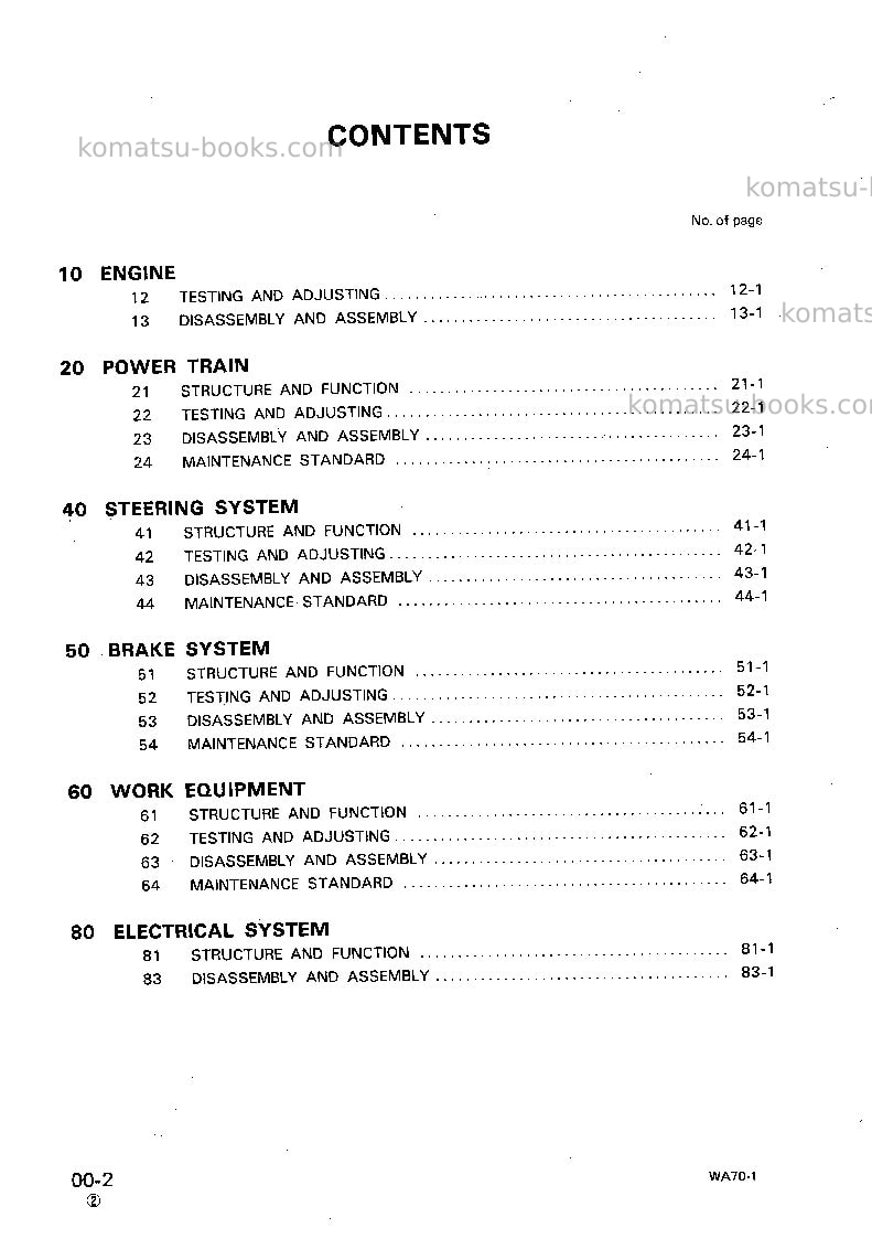 Komatsu wa70-1jpn Repair & maintenance cover Page 2