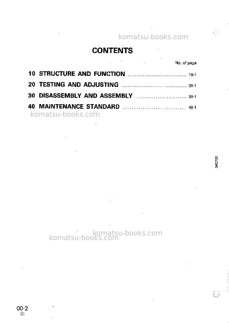 Komatsu wa700-1jpn--50c degree Repair & maintenance cover Page 2