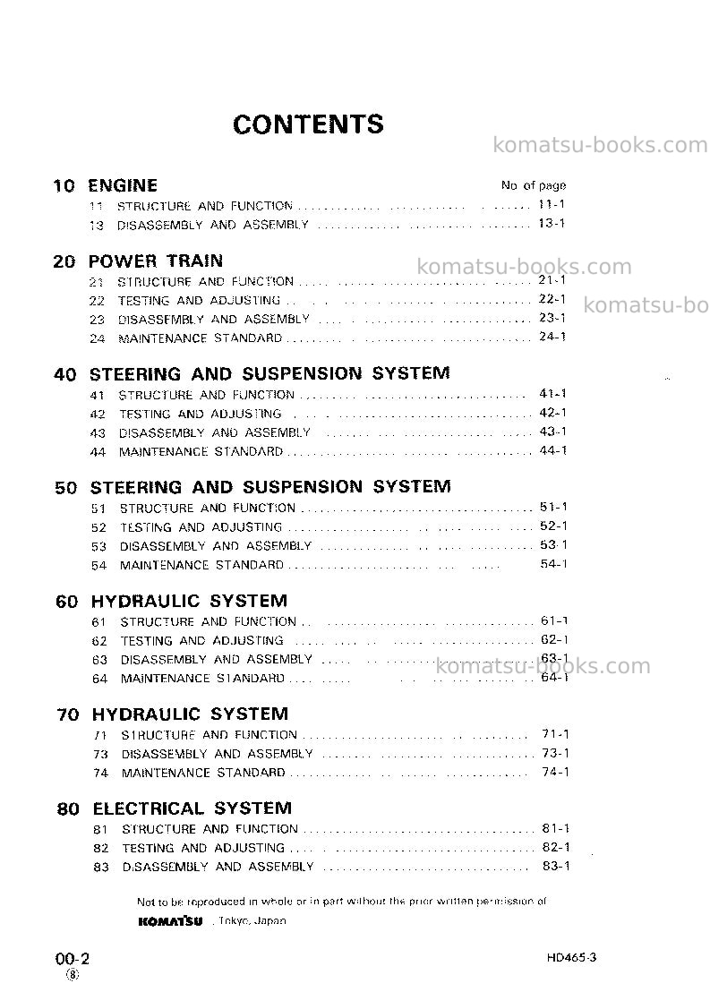Komatsu hd465-3jpn Repair & maintenance cover Page 2 Komatsu hd465-3jpn Repair & maintenance cover Page 2