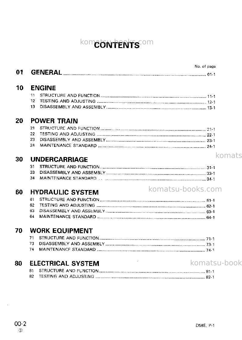 Komatsu d58e-1jpn Repair & maintenance cover Page 2 Komatsu d58e-1jpn Repair & maintenance cover Page 2