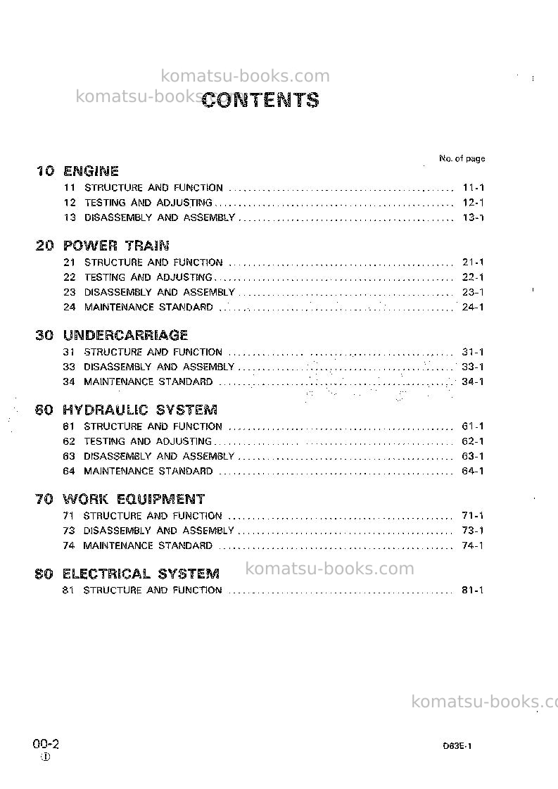 Komatsu d63e-1jpn Repair & maintenance cover Page 2 Komatsu d63e-1jpn Repair & maintenance cover Page 2