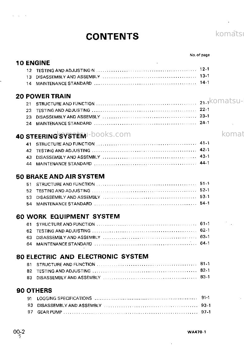 Komatsu wa470-1jpn Repair & maintenance cover Page 2 Komatsu wa470-1jpn Repair & maintenance cover Page 2
