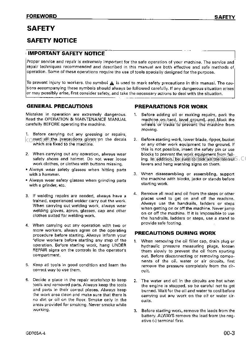 Komatsu gd705a-4jpn--40c degree Repair & maintenance cover Page 2 Komatsu gd705a-4jpn--40c degree Repair & maintenance cover Page 2