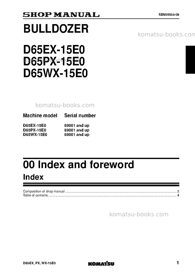 Komatsu d65px-15jpn-e0 Repair & maintenance cover Page 2 Komatsu d65px-15jpn-e0 Repair & maintenance cover Page 2