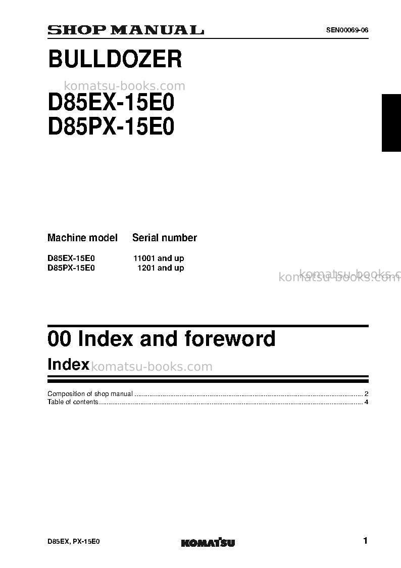 Komatsu d85ex-15jpn-tier3 Repair & maintenance cover Page 2
