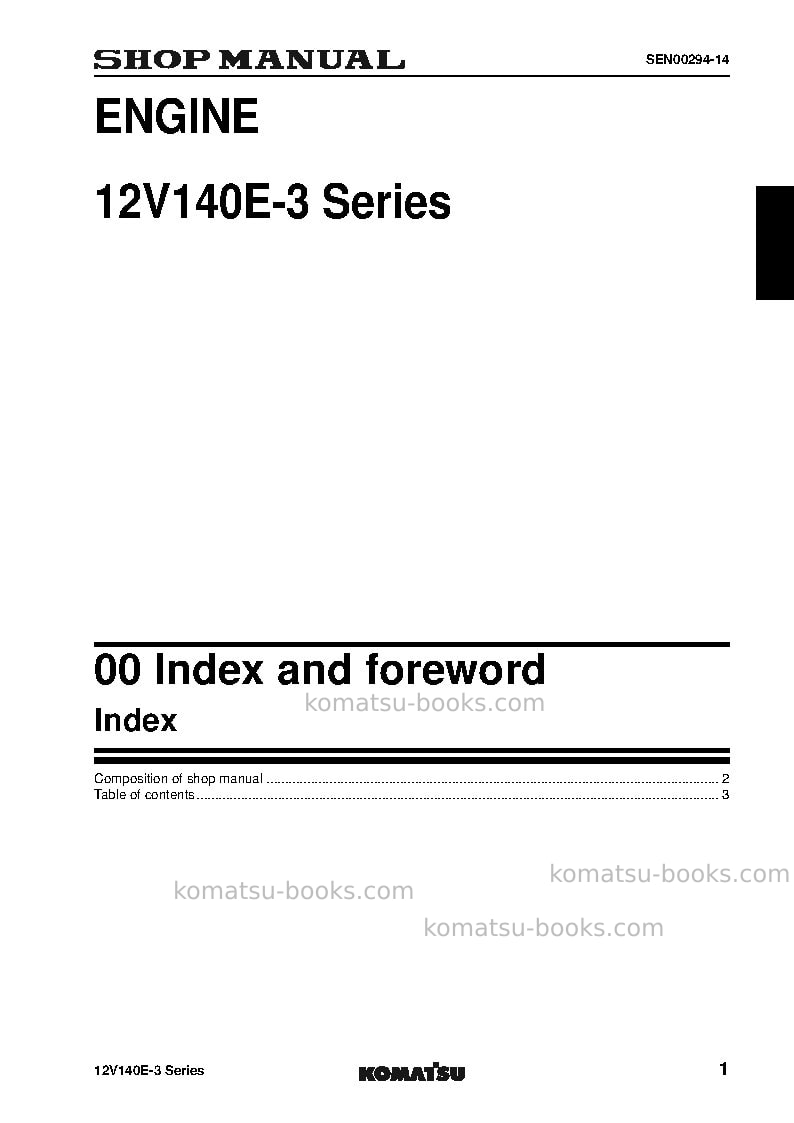 Komatsu 12v140e-3jpn Repair & maintenance cover Page 2 Komatsu 12v140e-3jpn Repair & maintenance cover Page 2