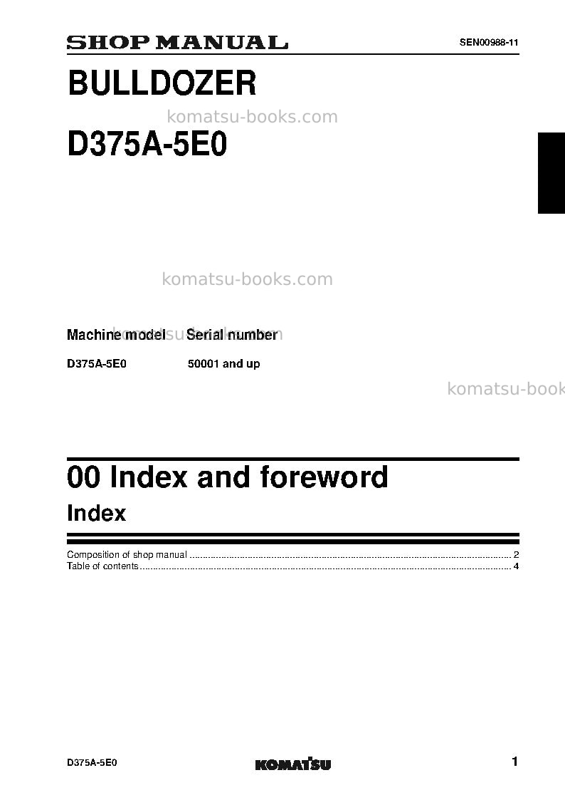Komatsu d375a-5jpn-e0 Repair & maintenance cover Page 2 Komatsu d375a-5jpn-e0 Repair & maintenance cover Page 2