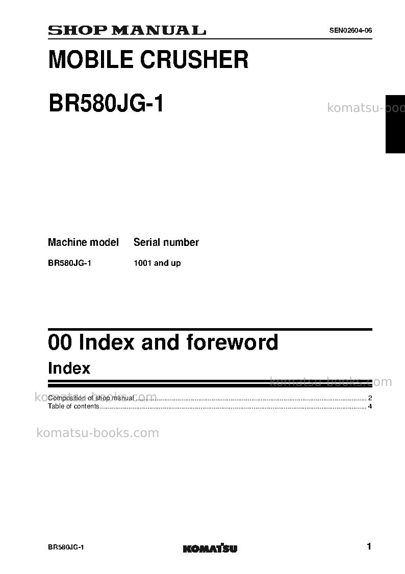 Komatsu br580jg-1jpn Repair & maintenance cover Page 2